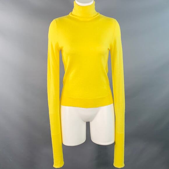 SIES MARJAN Size XS Yellow Alpaca Cashmere Knit Turtleneck Pullover - Picture 1 of 6